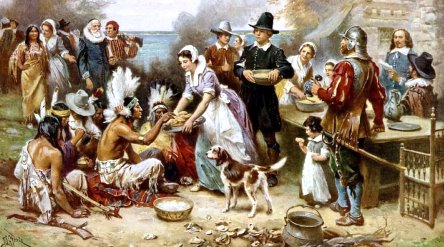 pilgrims and indians celebrate